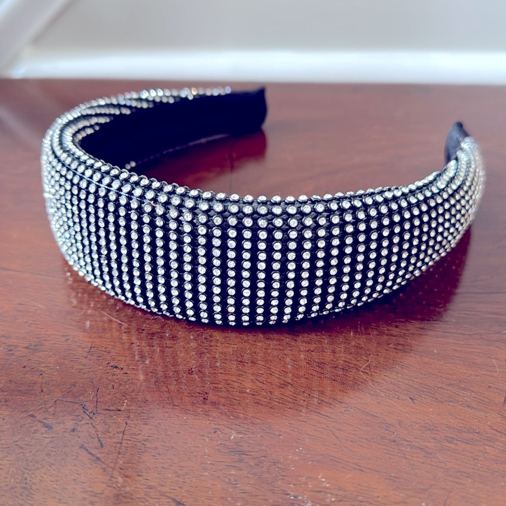 Padded Rhinestone Headband (Silver)